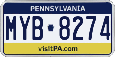 PA license plate MYB8274