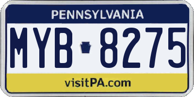 PA license plate MYB8275
