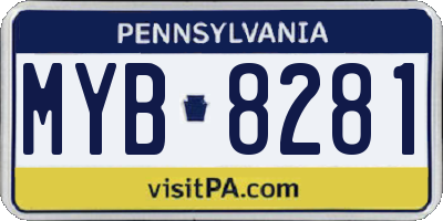 PA license plate MYB8281