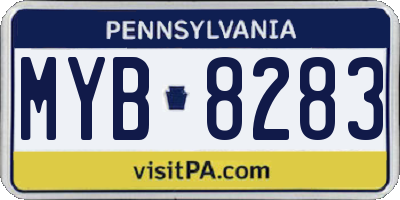PA license plate MYB8283