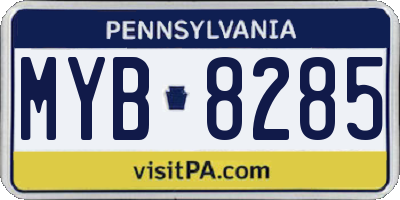 PA license plate MYB8285