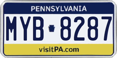 PA license plate MYB8287
