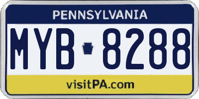 PA license plate MYB8288