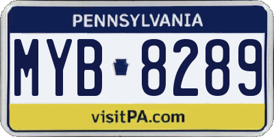 PA license plate MYB8289