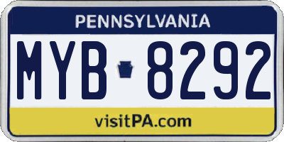PA license plate MYB8292