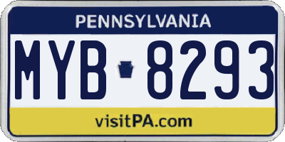 PA license plate MYB8293