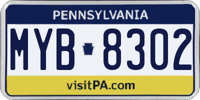 PA license plate MYB8302