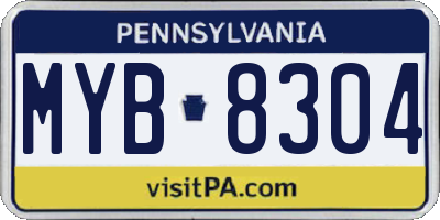 PA license plate MYB8304