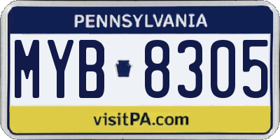 PA license plate MYB8305