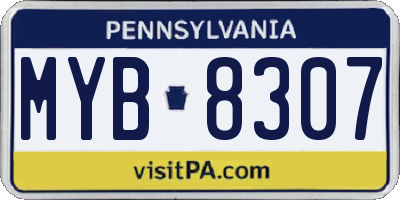 PA license plate MYB8307