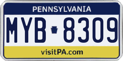 PA license plate MYB8309