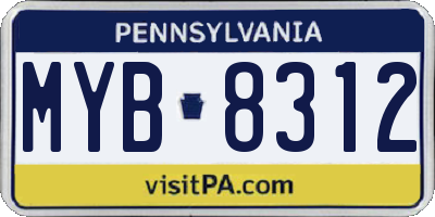 PA license plate MYB8312