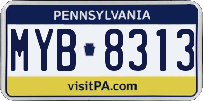 PA license plate MYB8313