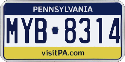 PA license plate MYB8314