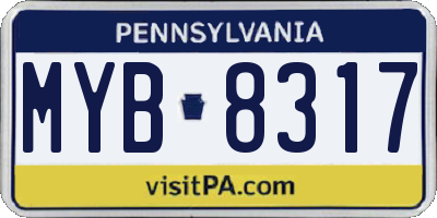 PA license plate MYB8317
