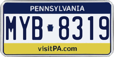 PA license plate MYB8319