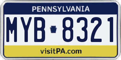PA license plate MYB8321
