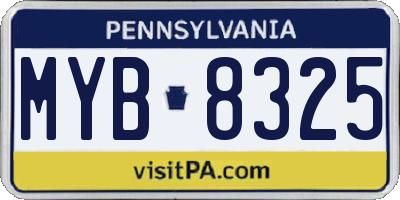 PA license plate MYB8325
