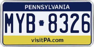 PA license plate MYB8326