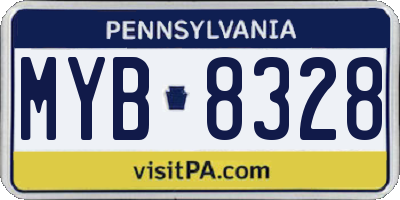 PA license plate MYB8328