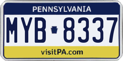 PA license plate MYB8337