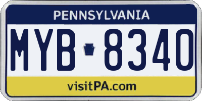 PA license plate MYB8340