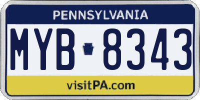 PA license plate MYB8343