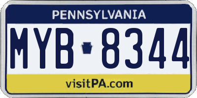 PA license plate MYB8344