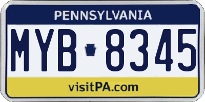 PA license plate MYB8345