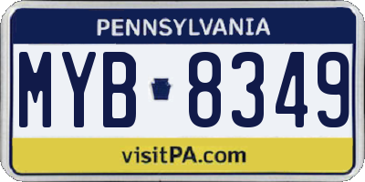 PA license plate MYB8349