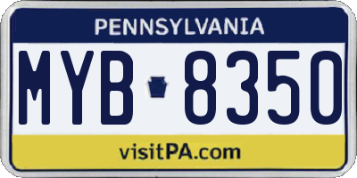 PA license plate MYB8350