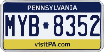 PA license plate MYB8352
