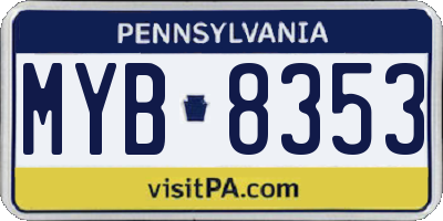 PA license plate MYB8353