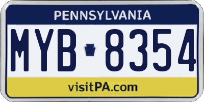 PA license plate MYB8354