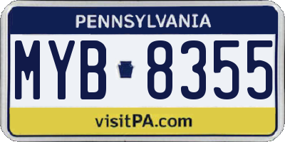 PA license plate MYB8355