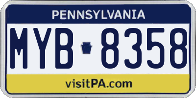 PA license plate MYB8358