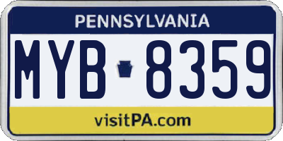 PA license plate MYB8359