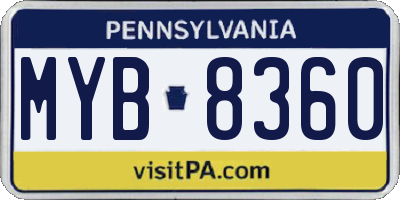 PA license plate MYB8360