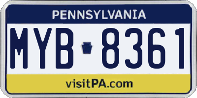 PA license plate MYB8361