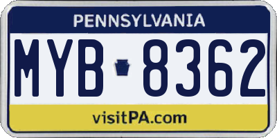 PA license plate MYB8362