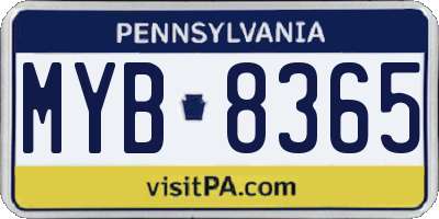 PA license plate MYB8365