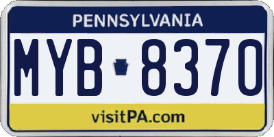 PA license plate MYB8370