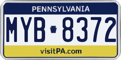 PA license plate MYB8372