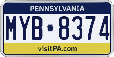 PA license plate MYB8374