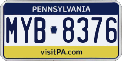 PA license plate MYB8376