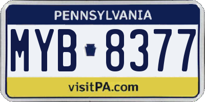 PA license plate MYB8377