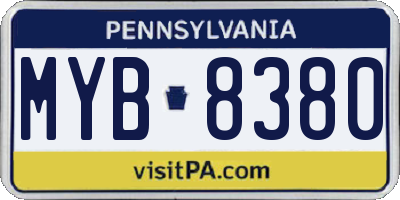 PA license plate MYB8380