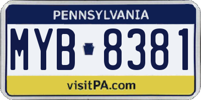 PA license plate MYB8381