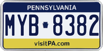 PA license plate MYB8382