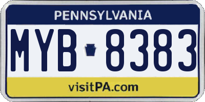 PA license plate MYB8383